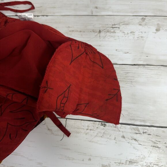 Nouveau Monde Womens Plus Size 2X Lined Red Chiffon Blouse Sheer Shoulder Pads - Picture 12 of 14